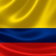 3D rendering of the flag of Colombia on satin texture.